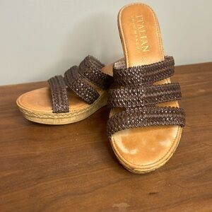 brown Italian Shoemakers wedge sandals size 7